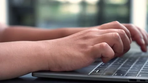  man's hand professional user Professional users use typing on laptops.  Stock Footage 218686665