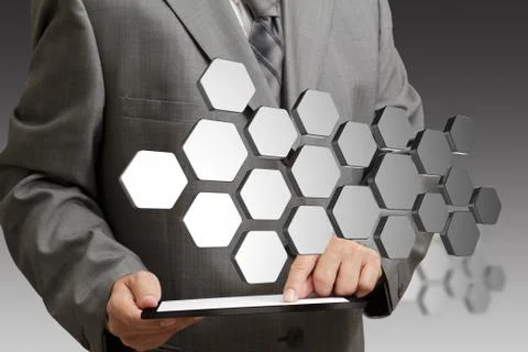 Man's hand pushing the button Stock Illustration