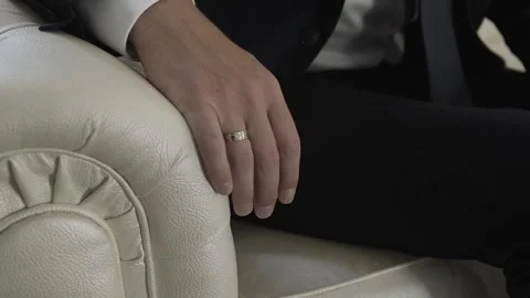 A man's hand with a ring on his right hand Video stock 306148636