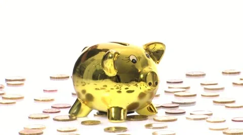 Man's hand is saving euro coins into a piggybank 5 Video stock 11899375