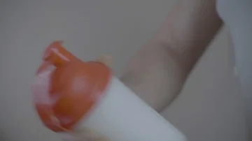Man's hand shake protein Stock Footage 86127321