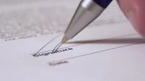 Man's Hand Signing Official Document in Macro 스톡 동영상 277553904