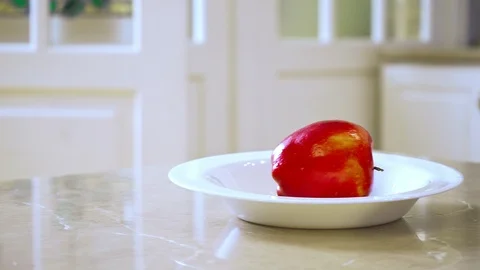 Man's hand taking touching apple Video stock 108586004