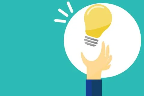 A man's hand trying to grab a light bulb. vector. Stock Illustration