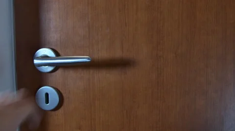 Man:s Hand Trying To Open A Locked Door, Impacience, Nervousness Stock Footage 65573122