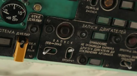 Man's hand turn on off helicopter engine. Closeup. Stock-Footage 63831520