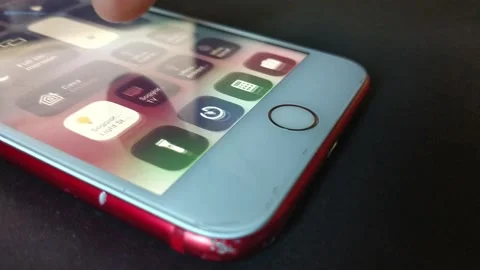 Man's hand unlock iphone screen with the touch ID. iphone home swipe. Stock Footage 234872765