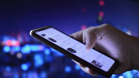 Man's hand using e-bay online shopping app on the phone. phone ebay Stock Footage 201855891