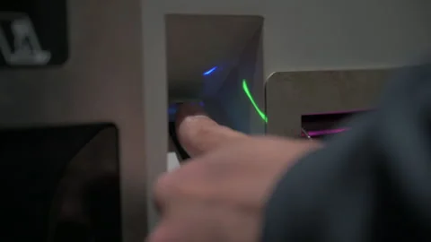 A Man's Hand Using Fingerprint Scanning To Pass The Security Credentials Stock Footage 246249228