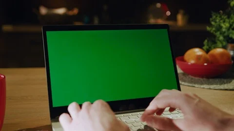Man s hand using green screen laptop c... | Stock Video | Pond5