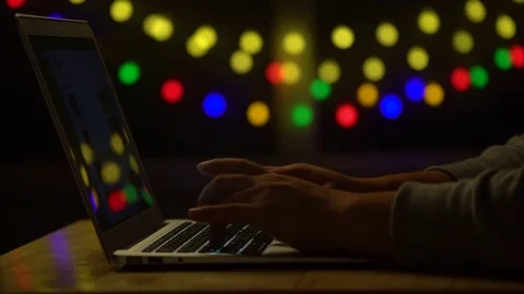 A man's hand using a laptop keyboard. Internet. mouse. 動画素材 83426711