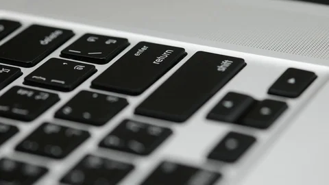 Man's hand Press enter button on the computer keyboard Stock Footage 87193537