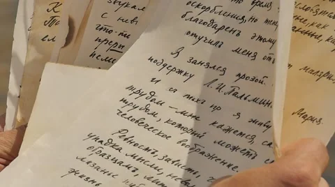 Man's Hands Are Turning the Hand-Written Pages Novelette by Alexander Kuprin Stock Footage 64774500
