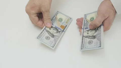 Man's hands count hundred dollar bills Stock-Footage 271070725