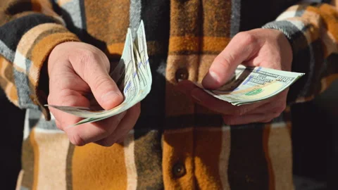 Man's Hands Counting Dollar Bills Stock Footage 313365532