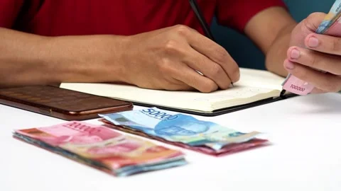 Man's hands counting money, close up. Concept of financial wealth, saving m.. Stock Footage 272390554