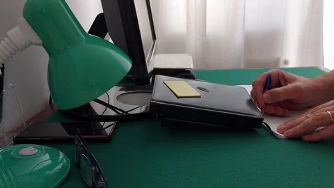 Man's Hands Craft Notes of Creativity and Insight Stock-Footage 304540790