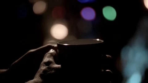 Man's hands cup of tea coffee tilt up Video stock 69270007