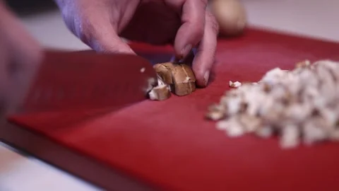 A man's hands cutting mushrooms Stock Footage 322666431