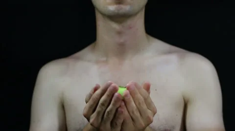 A man's hands holding an apple Stock Footage 66512313