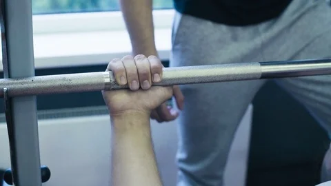 Man's hands lifting barbell Video stock 77589692