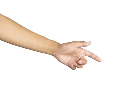 Man's hands making gestures isolated white background Stock Photos