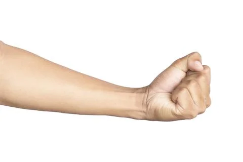 Man's hands making gestures isolated white background Stock Photos