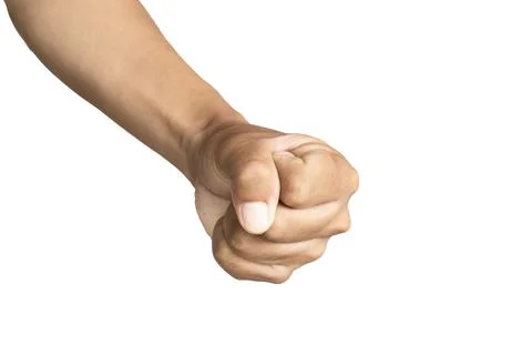 Man's hands making gestures isolated white background Stock Photos