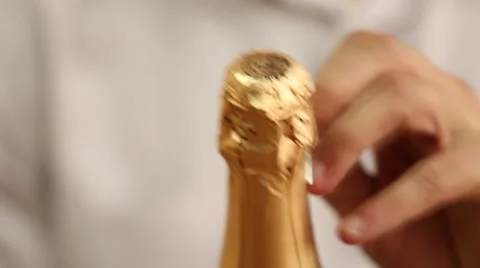 Man's hands opening champagne Stock Footage 41720168