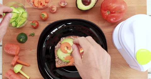 Man's hands preparing healthy lunch. Concept of healthy food. Video stock 133080015