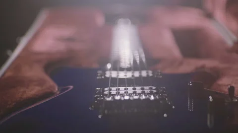 Man's hands remove beautiful blue electric guitar out of a case. Ibanez JS1000 Stock Footage 64621186