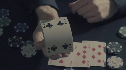 Man's hands showing tricks with playing cards Stock Footage 73140136