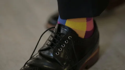 Man's hands tying shoes, close up Stock Footage 45151634