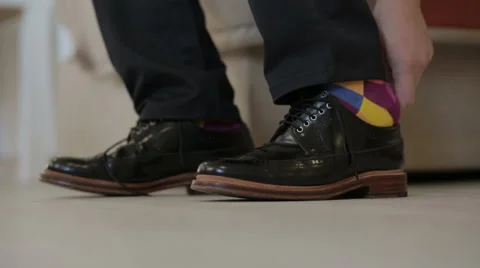 Man's hands tying shoes Stock Footage 45151636