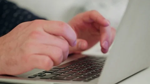 Man's Hands Typing on a Laptop. Stock Footage 83832064