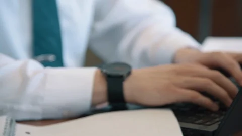 Man's Hands Typing on a Laptop Stock Footage 86881162