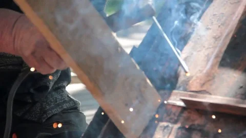 Man's hands welding Stock Footage 81105019