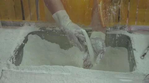 Man's Hands Working With Dough To Make Noodles 03 스톡 동영상 55556257