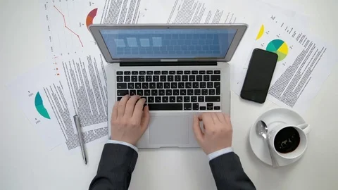 Man's Hands Working on the Laptop Stock Footage 84478226