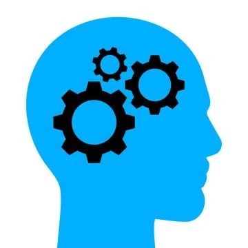 Mans head with cogwheels, vector icon. Logical thinking mind, concept vector 스톡 일러스트