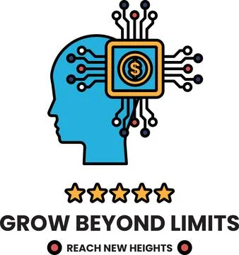 A man's head with a computer chip on it Stock Illustration