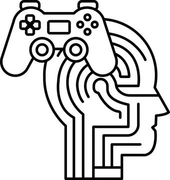 A man's head with a controller in his hand Stock Illustration