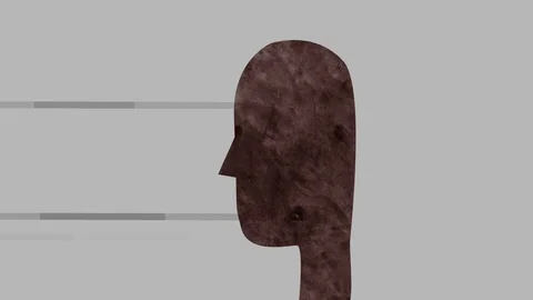 Man's head on the grey background with lines Stock Footage 95390627