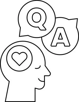 A man's head with a heart and a question mark Stock Illustration