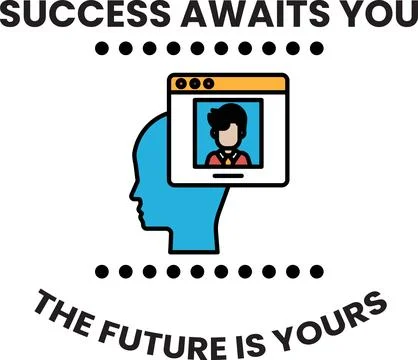 A man's head is shown with a computer screen behind him Stock-Illustration