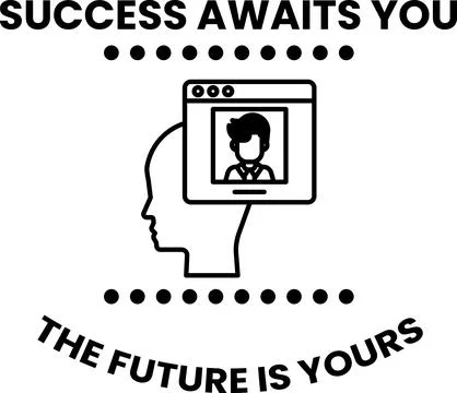 A man's head is shown with a computer screen behind him Stock Illustration