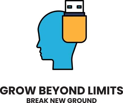 A man's head with a USB drive in his head Stock Illustration