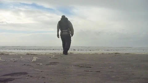 Man's Journey to the Ocean Stock Footage 10884830
