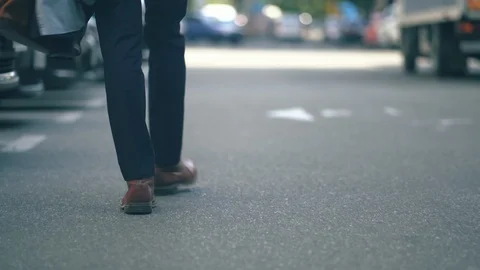 Man's Legs Walking On The Road Stock Footage 126233116