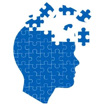 Man's mind with jigsaw puzzle Stock Illustration